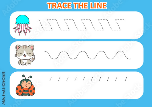 trace the line cute animal . game for kids