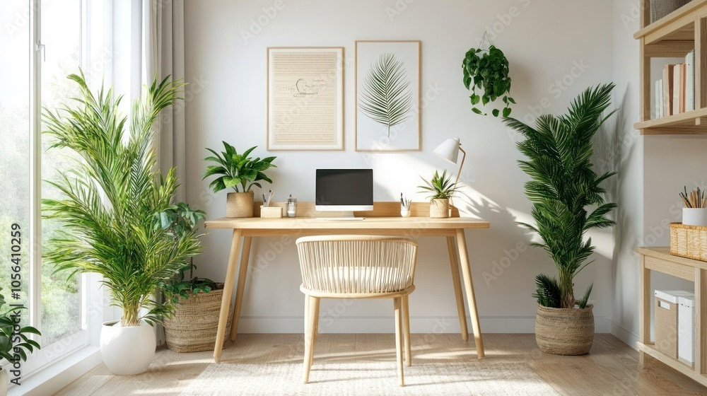 Fototapeta premium Modern Home Office with Plants
