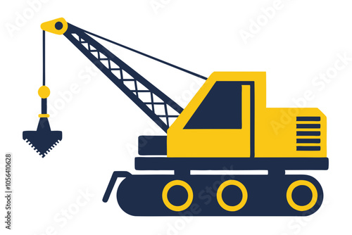  Yellow mobile crane silhouette on a white background