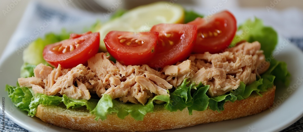 Delicious Tuna Sandwich with Fresh Tomatoes and Lettuce Delicious Tuna Sandwich with Fresh Tomatoes and Lettuce