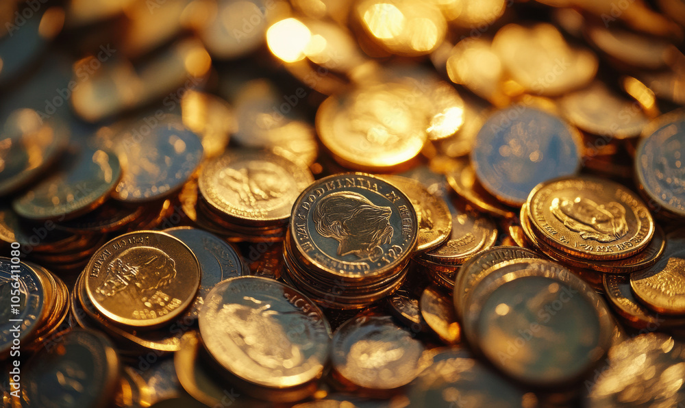 Pile of golden coins, symbolizing wealth and prosperity Pile of golden coins, symbolizing wealth and prosperity
