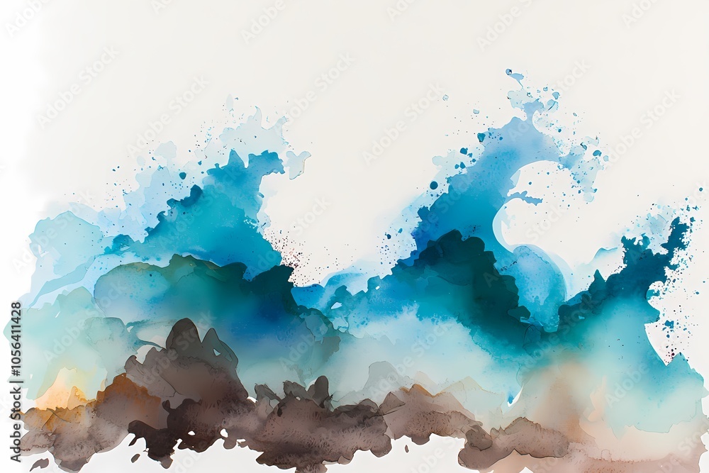 Vibrant Waves Crashing on Rocky Shoreline Vibrant Waves Crashing on Rocky Shoreline
