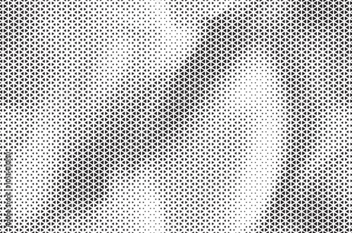 Black and White Triangle Dots Background. Halftone Effect Gradient Backdrop. Grunge Halftone Background with dots