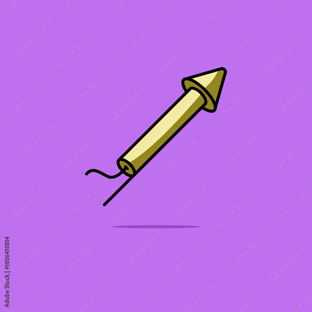 Firework red rocket isolated on purple background.Concept of fun party. Vector illustration Firework red rocket isolated on purple background.Concept of fun party. Vector illustration