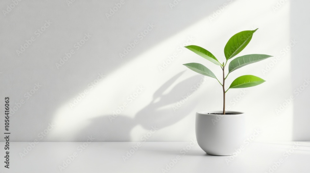 Fresh Plant in Bright Natural Light on White Background Fresh Plant in Bright Natural Light on White Background