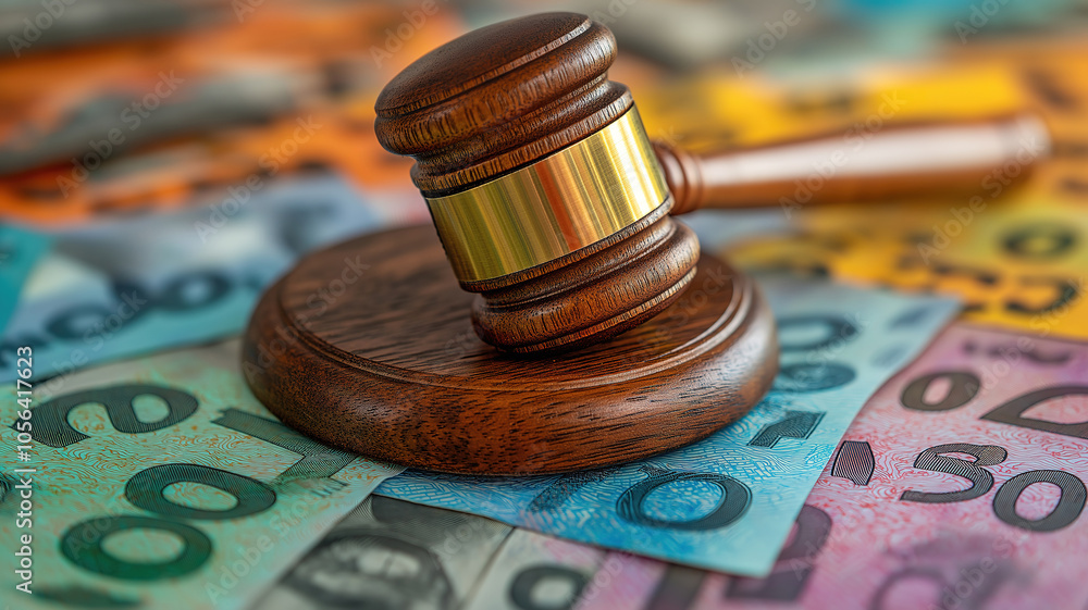The impact of currency on legal proceedings highlighted by a judge's gavel and vibrant banknotes The impact of currency on legal proceedings highlighted by a judge's gavel and vibrant banknotes