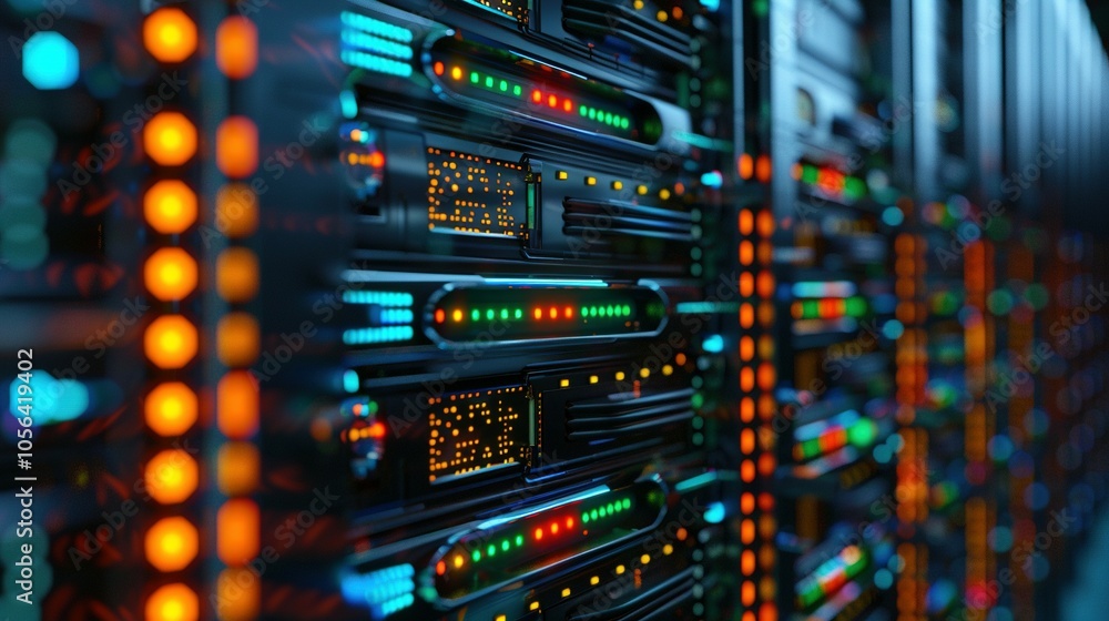 Futuristic Circuit Board Design: 3D Rendering of Server Processing with Vibrant Color Background Futuristic Circuit Board Design: 3D Rendering of Server Processing with Vibrant Color Background