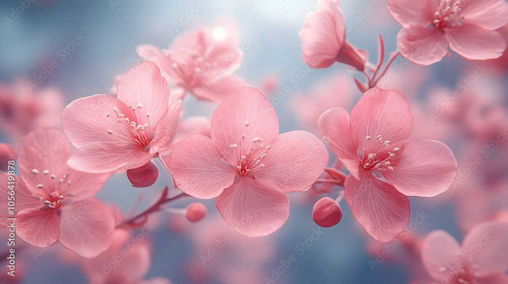 Delicate Pink Flowers in Bloom - Illustration Delicate Pink Flowers in Bloom - Illustration