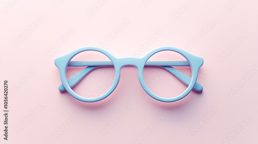 Fototapeta premium シンプルな水色のフレームの眼鏡の3Dイラスト
