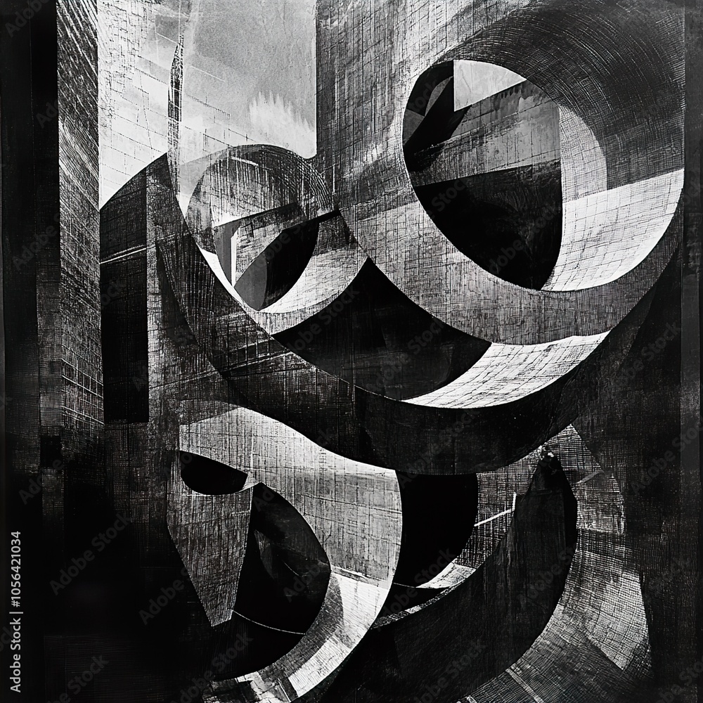 Naklejka premium Abstract Architecture: A Study in Geometric Forms and Concrete