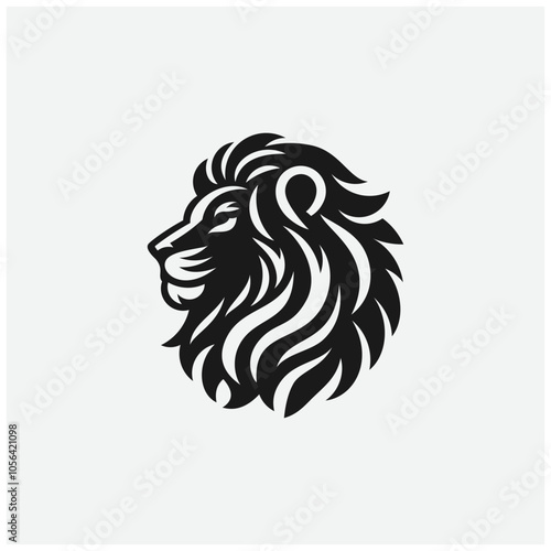 LION HEAD SILHOUETTE ICON LOGO TRIBAL