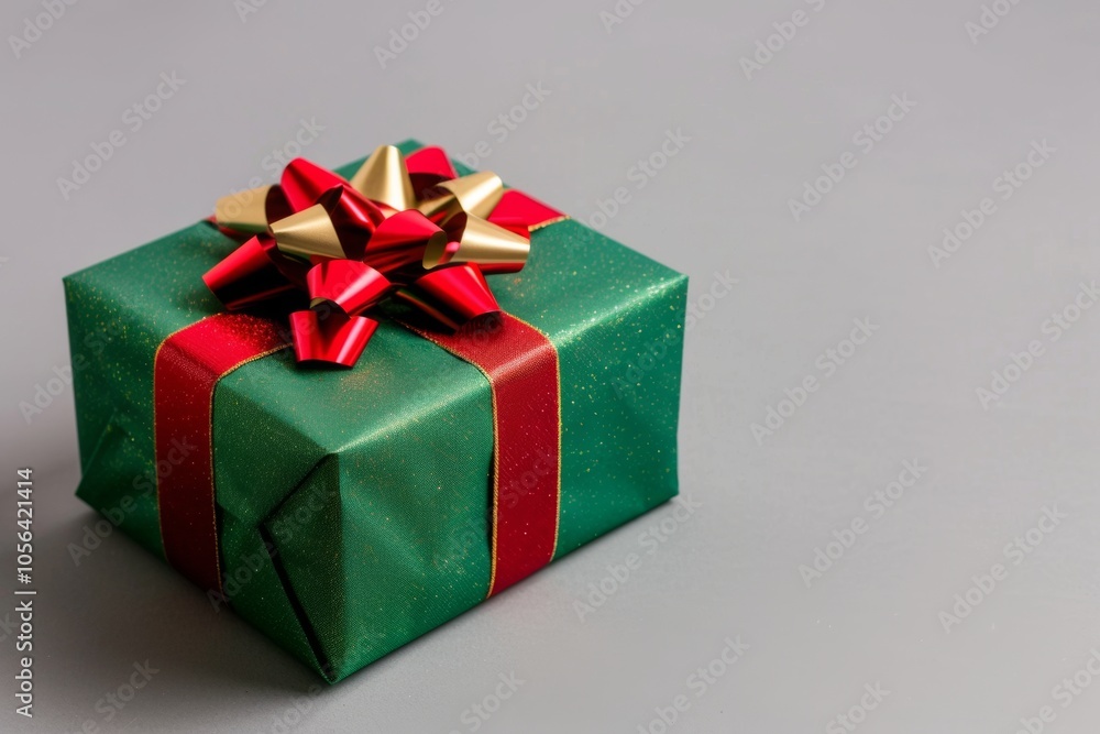 Christmas gift box with ample copy space on plain background. Christmas gift box with ample copy space on plain background.