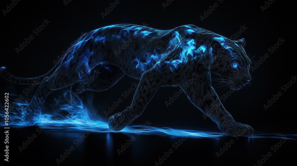 Panther with Glowing Blue Aura Panther with Glowing Blue Aura