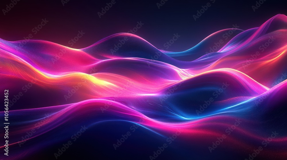 Abstract glowing neon waves in a dark background. Abstract glowing neon waves in a dark background.