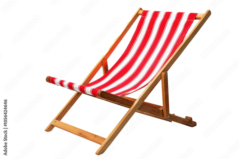 PNG Image of Red striped deck chair PNG Image of Red striped deck chair