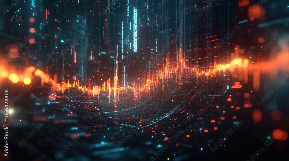 Abstract digital background with glowing lines and data flow, representing the internet of things, data analysis, artificial intelligence and digital transformation. Abstract digital background with glowing lines and data flow, representing the internet of things, data analysis, artificial intelligence and digital transformation.