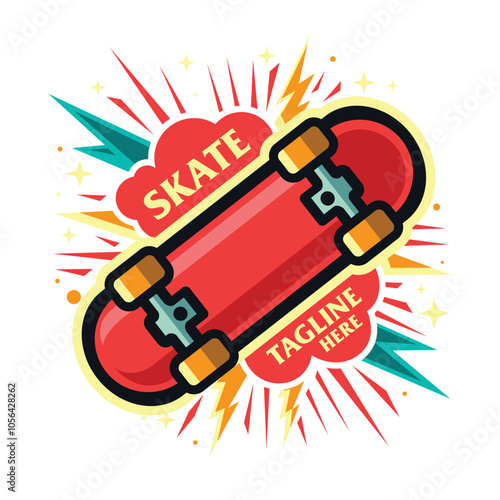 Skateboard logo template design colorful photo