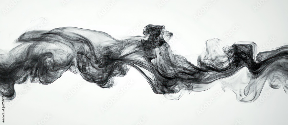Abstract black smoke curls in a white background. Abstract black smoke curls in a white background.