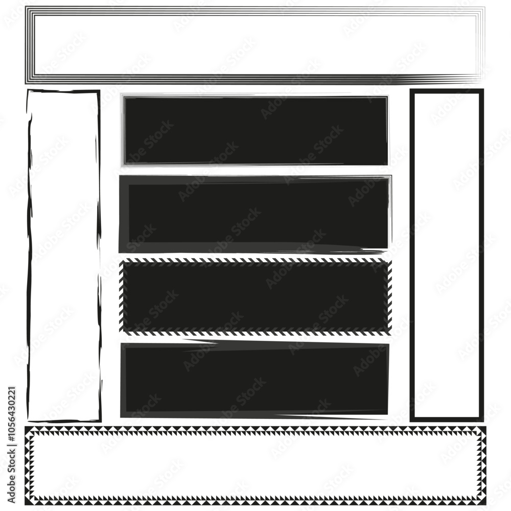 Frame layout design. Black and white frame grid. Geometric border template. Vector graphic.