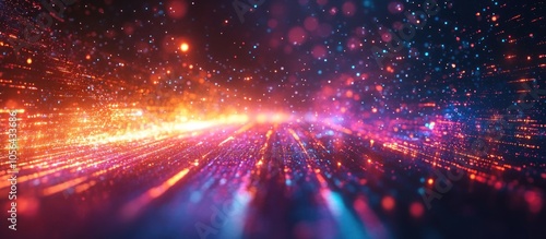 Abstract background with bright colors and twinkling lights.