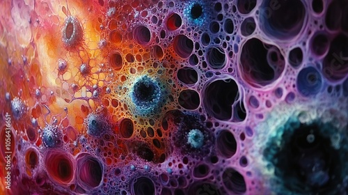 Abstract Colorful Fluid Art: Macro Photography of Organic Shapes