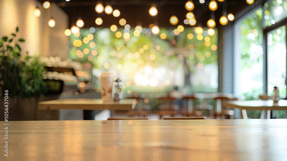 Blurry coffee shop interior background and bokeh lighting Blurry coffee shop interior background and bokeh lighting