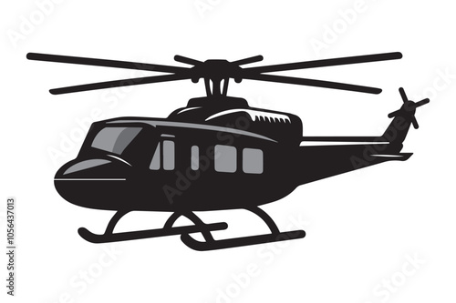 Helicopter of silhouette on a white background. Vector illustration.