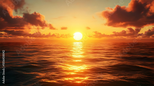 Golden Hour Sunset Over the Ocean - Realistic Image