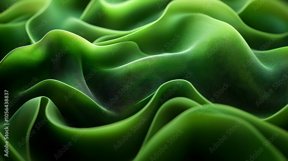Obraz premium Abstract Green Wavy Texture 3D Illustration