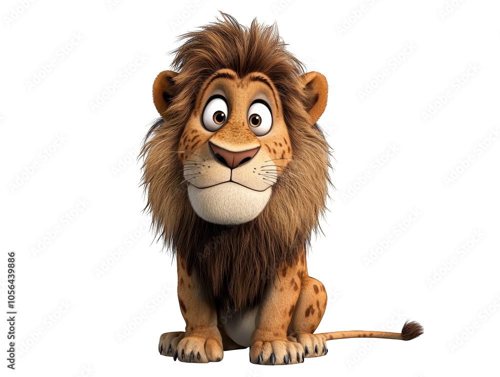 Majestic lion with flowing mane, a portrait of the king of the jungle in classic children's book illustration style Majestic lion with flowing mane, a portrait of the king of the jungle in classic children's book illustration style