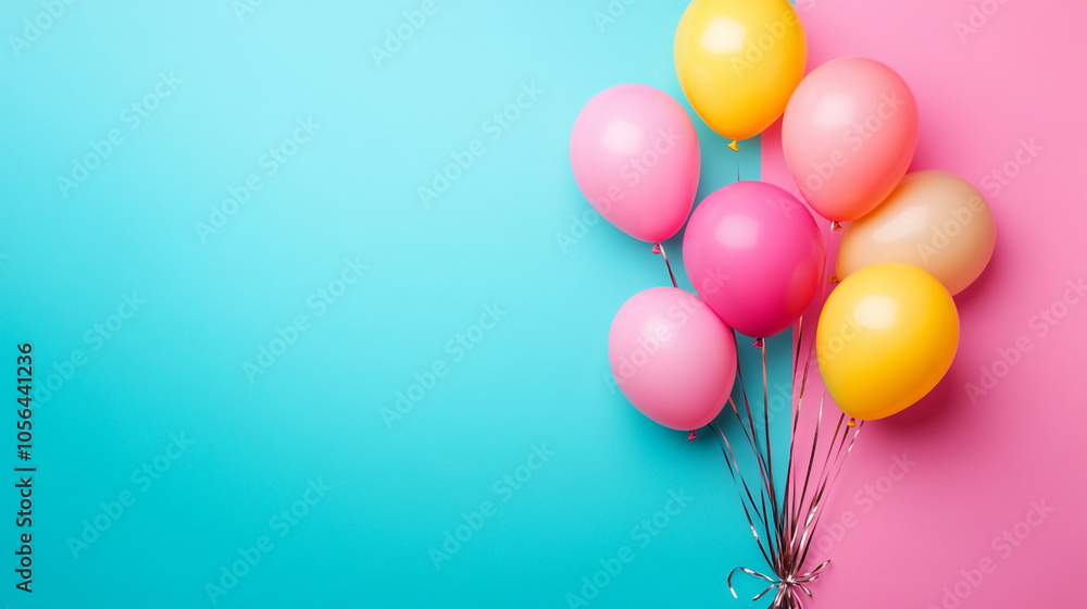 colorful balloons against light blue background.ai generative colorful balloons against light blue background.ai generative