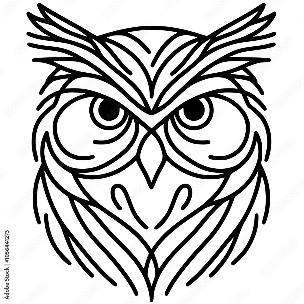 One line art owl One line art owl