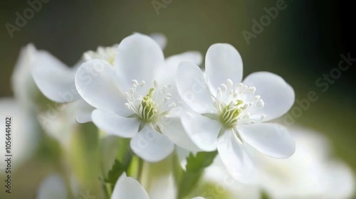 A close-up of delicate white flowers with green accents, showcasing their beauty and detail.