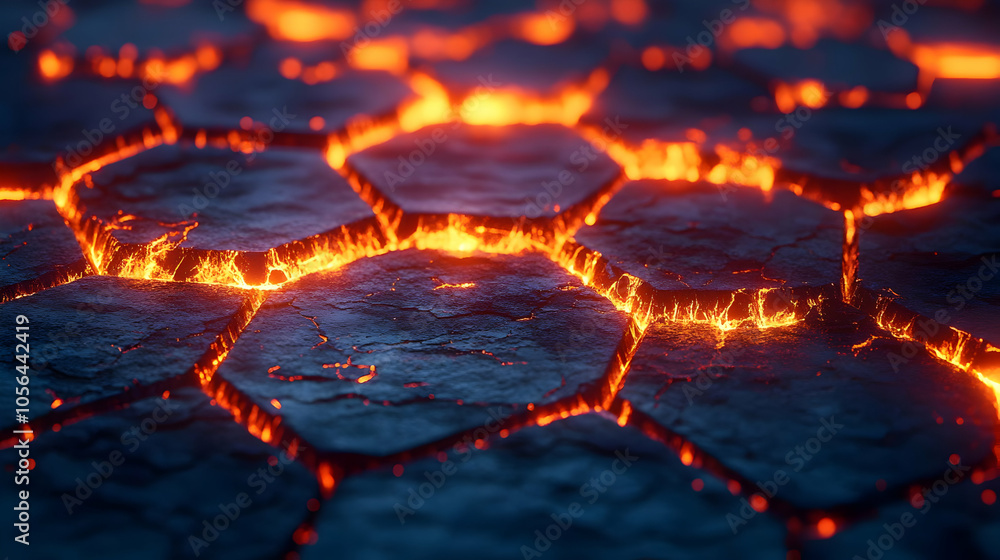 Cracked Stone Surface with Glowing Lava Illustration Cracked Stone Surface with Glowing Lava Illustration