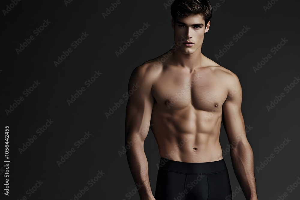 Fototapeta premium Comfort and Style with a Friendly Male Model in an Underwear Campaign Featuring a Neutral-Toned Color Palette