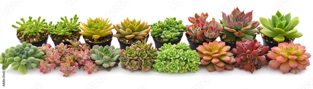 A vibrant collection of various succulent plants in pots, showcasing their diverse shapes and colors. A vibrant collection of various succulent plants in pots, showcasing their diverse shapes and colors.