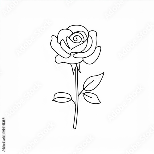 rose hand drawn outline linear black isolated on white