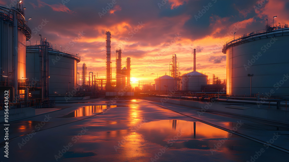 Industrial Sunset - 3D Illustration Industrial Sunset - 3D Illustration