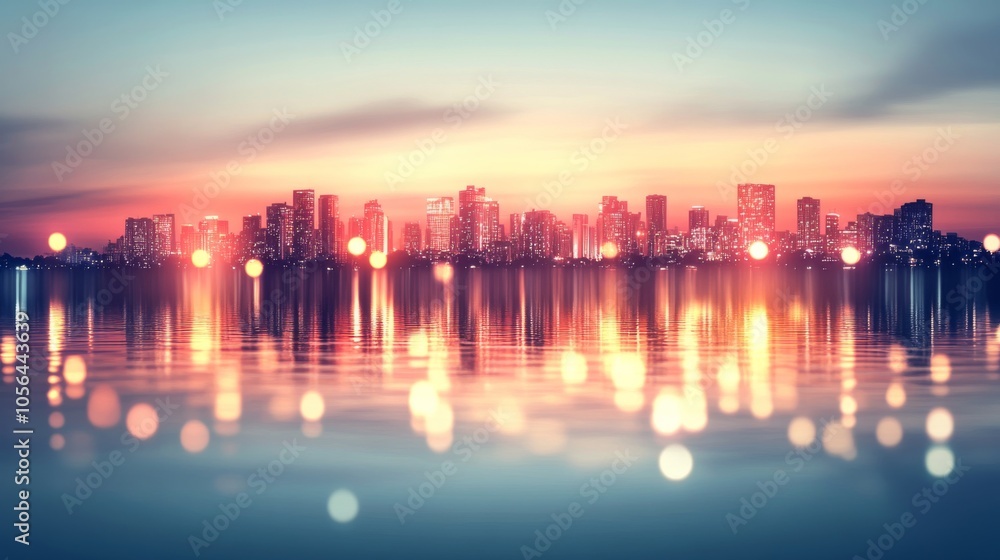 Fototapeta premium Subtle Skyline with Gradient Tones and City Lights