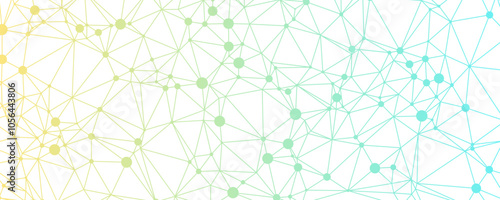 Abstract geometric background with blue and green connected circles.