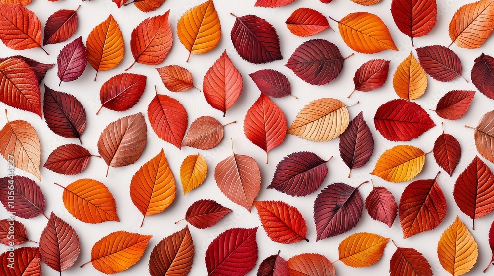 High-resolution top view of autumn leaves in different shapes and sizes, creating a dynamic and vibrant fall background High-resolution top view of autumn leaves in different shapes and sizes, creating a dynamic and vibrant fall background