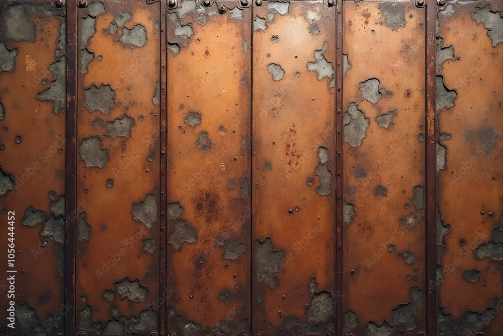 Old rusty zinc wall panels with rusty texture as a background. Vintage retro interior design concept. Rusty zinc sheets. Place to add text and design. Photo of rotten zinc surface. Iron sheets. Old rusty zinc wall panels with rusty texture as a background. Vintage retro interior design concept. Rusty zinc sheets. Place to add text and design. Photo of rotten zinc surface. Iron sheets.