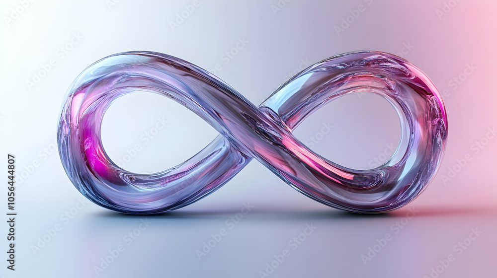 3D Infinity Symbol Glass Render with Purple and Pink Colors 3D Infinity Symbol Glass Render with Purple and Pink Colors