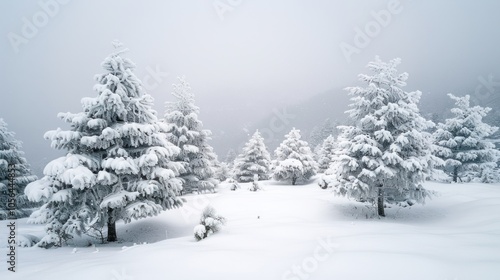 Wallpaper Mural snow covered trees misty landscape Torontodigital.ca