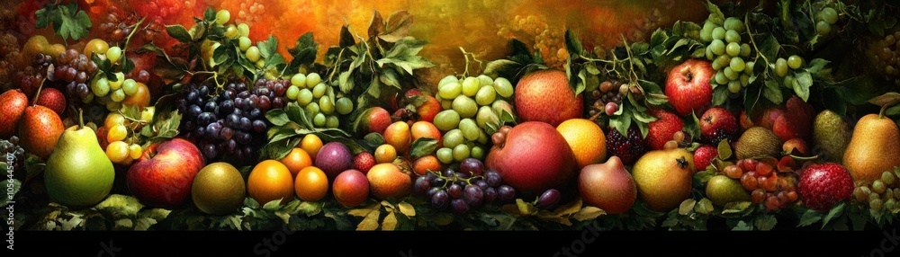 A vibrant assortment of fruits arranged artistically against a colorful background. A vibrant assortment of fruits arranged artistically against a colorful background.