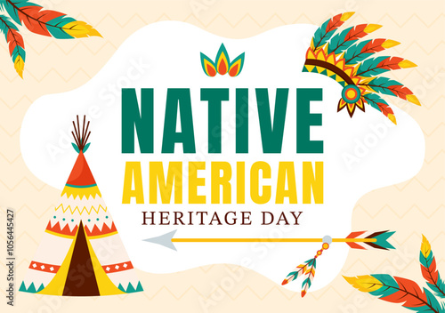 Native American Heritage Day Vector Illustration Celebrating Indigenous Tribal Culture and Traditions in a Flat Style Cartoon Background