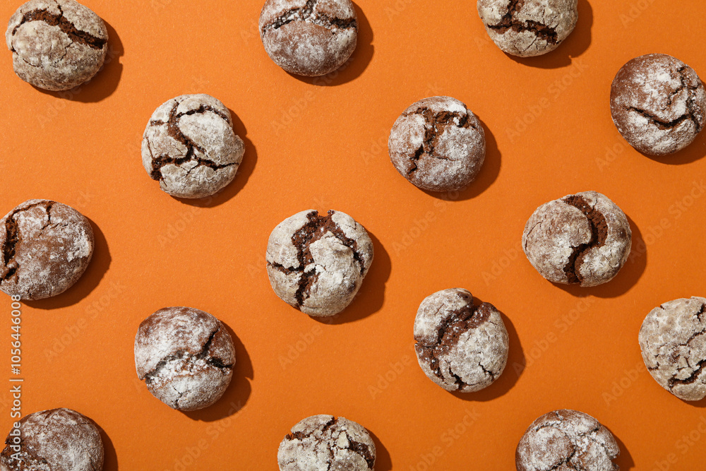 Appetizing Grinkle cookies on an orange background. Appetizing Grinkle cookies on an orange background.