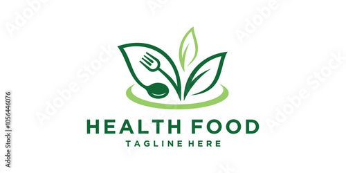 healthy food logo design, organic, herbal, green, logo design vector, icon, symbol, idea, creative.
