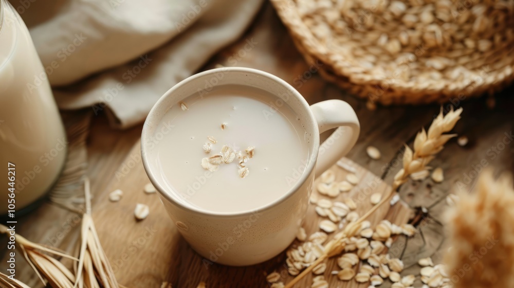 Substitute dairy with oat milk in a cup. Varietal milk. Blank area. Substitute dairy with oat milk in a cup. Varietal milk. Blank area.