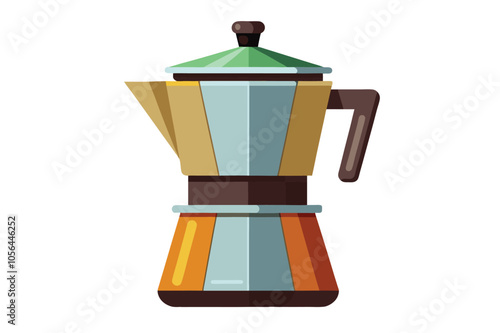 coffee maker vector illustration. Stove-top coffee maker. Hot drink. Composition for coffee shops, cafes, and restaurants.Flat vector illustrations.